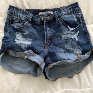 Denim distressed shorts